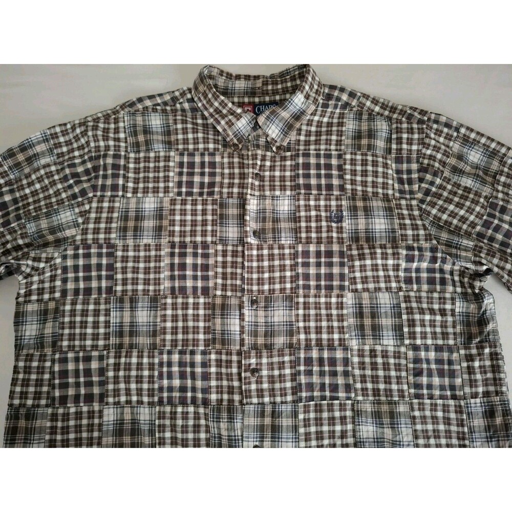 VTG Chaps Ralph Lauren Button Down Shirt Men's XXL Multicolor Patchwork Plaid